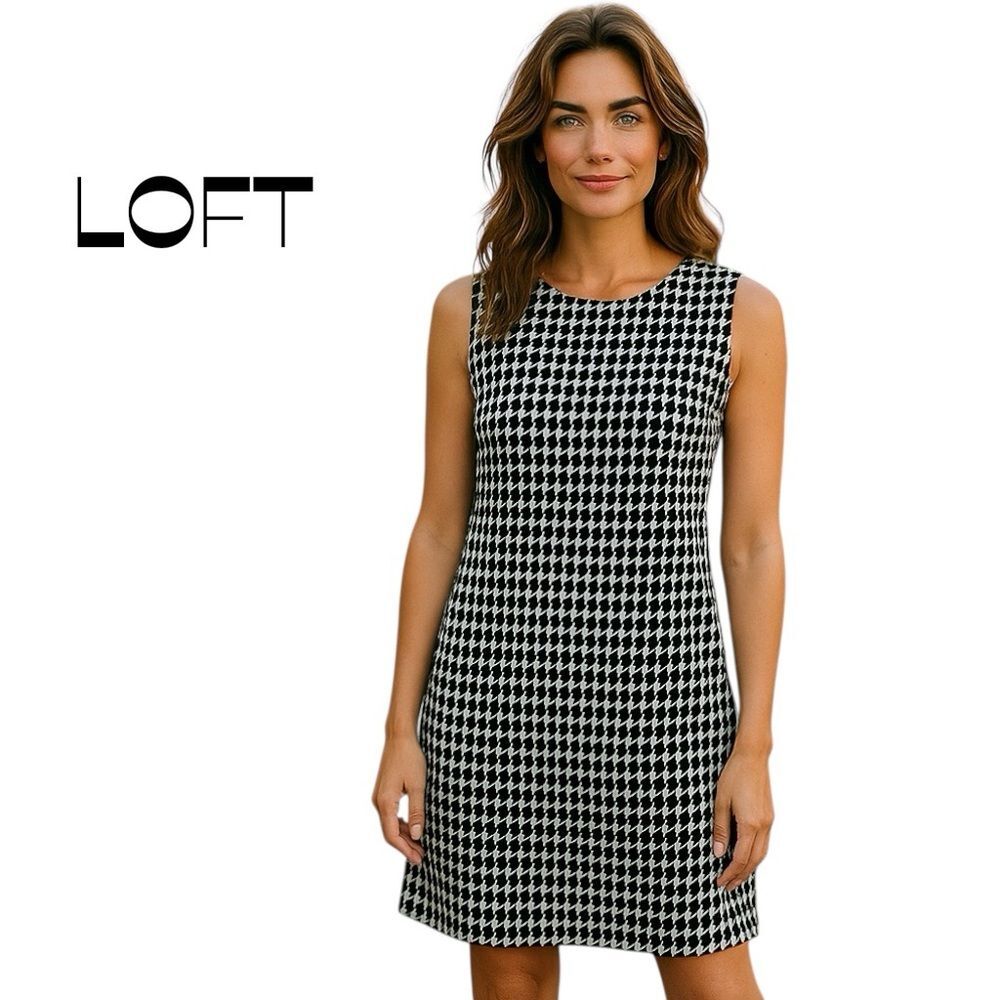LOFT Black White Wool Polka Dot Sleeveless Dress Size 8 Academia OfficeCore